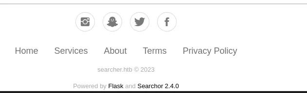 Application footer text reading Searchor 2.4.0